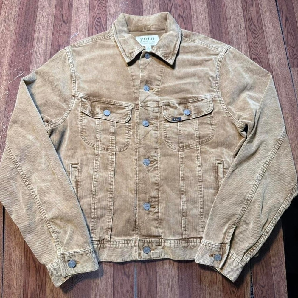 Polo Ralph Lauren Beige Stretch Corduroy Trucker Jacket Medium